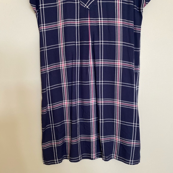 NWOT Soft Joie • Navy Plaid Collared Shirt Dress - Picture 5 of 10